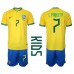 Brazilië Lucas Paqueta #7 Babykleding Thuisshirt Kinderen WK 2022 Korte Mouwen (+ korte broeken)
